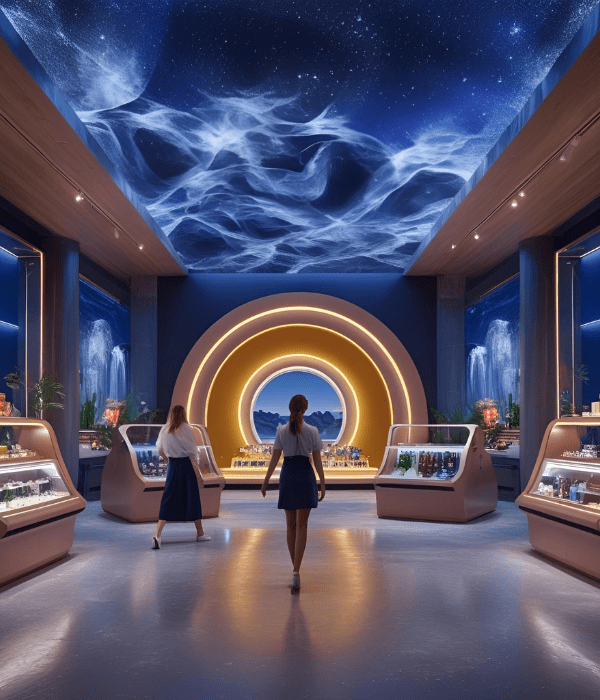 Immersive AI world for branding, digitak brand experience, future of marketing 2040.