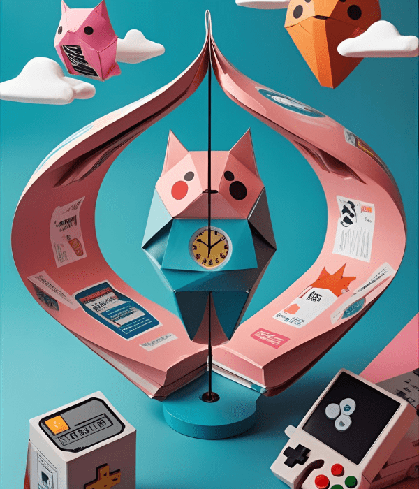 Origami clock outside symbolizing time-trap marketing and folded branding trends